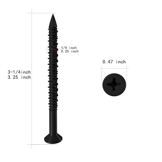 WenSilon(100 PCS) 1/4" x3-1/4 Black Concrete Screw Anchor Black Flat Head for Anchoring to Masonry, Block or Brick Stucco