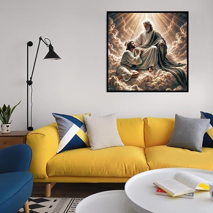 Axquilon Jesus Diamond Art Kits for Adults, 5D Religious Diamond Painting Kits for Adults, DIY Full Round Drill Christian Gem Art for Wall Home Decor Craft 14X14 Inch