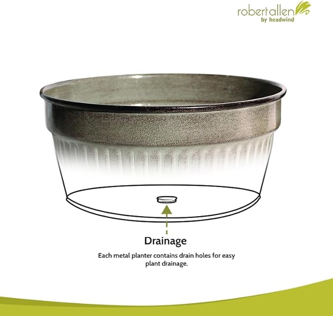 Headwind Glazed Ironstone Boutique Collection Cascade Bowl Plant Pot – Greige Color 8 Inch Pot for Indoor Plants - Planters for Indoor Plants - Ideal Succulent Planters by Robert Allen