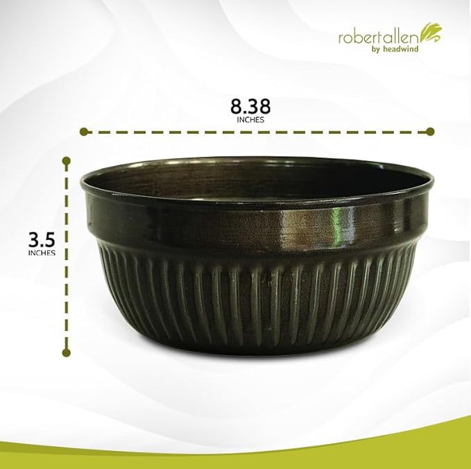 Headwind Glazed Ironstone Boutique Collection Cascade Bowl Plant Pot – Graphite Color 8 Inch Pot for Indoor Plants - Planters for Indoor Plants - Ideal Succulent Planters by Robert Allen