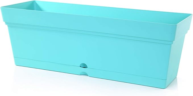 Mintra Window Box Planter, Window Planter Box for Indoor Outdoor Use, Rectangular Pots with Saucers & Drainage Holes, Decorative Plant Pots for Window Sill, Shelf, Desktop, 19" Wx6.75 H, Teal