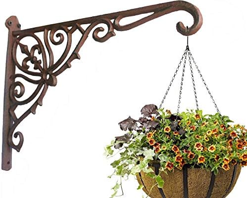 realideas Cast Iron Hanging Plants Bracket, Heavy Duty 12" Indoor Outdoor Durable Wall Planter Hooks for Flower Pots Basket Bird Feeder Wind Chime Lanterms Patio Lawn Garden Hanger Hardware Bracket