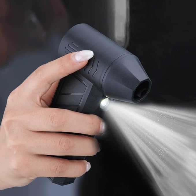 3-in-1 Cordless Turbo Fan Vacuum ， Portable Mini 100,000 RPM Small Powerful Blower Fan with LED Light, for PC/Keyboard Cleaning, Car Detailing, Pet Hair & Leaf Blowing, Home/Car Electronics Cleaner