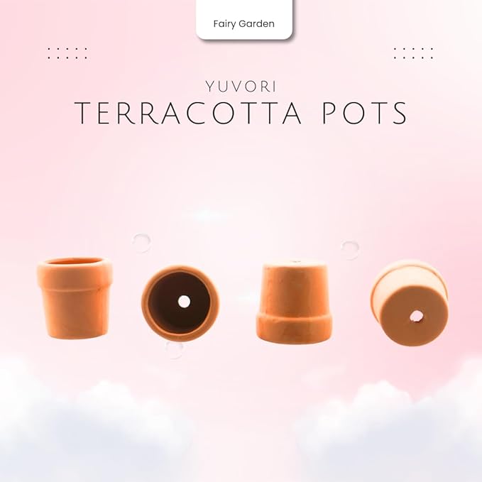 Yuvori Mini Terracotta Pots – Small Clay Flower Pots for Succulents, Cactus, DIY Crafts, Fairy Garden, School Projects, Mini Planters, Set of 30 (Straight Cylinder, 1.2 Inch)