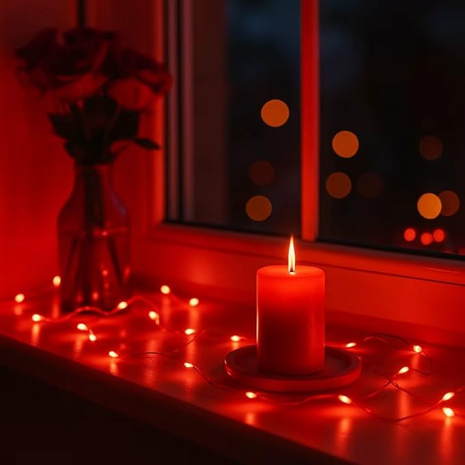 2 Pack Total 200 LED Fairy Lights Battery Operated String Lights with Remote & 8 Modes, 33FT Waterproof Copper Wire Battery Powered Twinkle Lights for Outdoor Christmas Parties Decoration Red