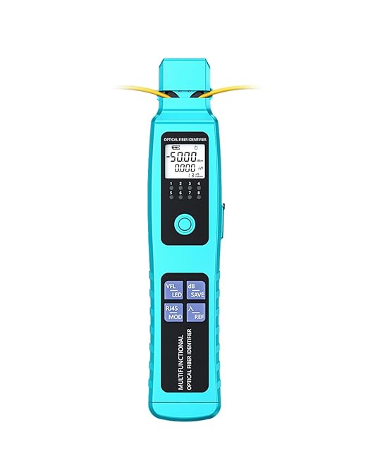 Buacoz Battery-Powered Fiber Optic Identifier -50-26dBm – 5-in-1 Tool with Power Meter, Red Light Source, Clamp for Single & Multi-Mode Fiber Direction Check