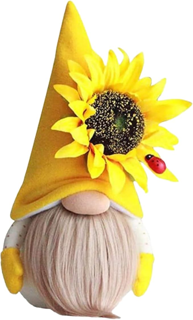 Gnome Plush Decorations for Home, Spring Summer Sunflower Gnome Decor, Handmade Faceless Plush Doll, Easter Gnomes Ornaments for Home Office Festival Decor (Yellow)