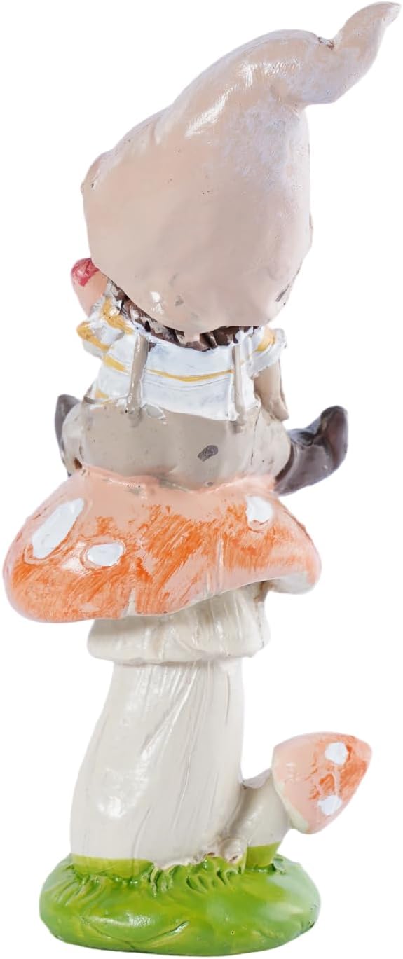 Garden Mushroom Gnome Resin Statues - Outdoor Patio & Lawn Decor, Indoor Home Ornament, Gnome Couple Garden Figurines, Ideal Gift for Parents & Friends