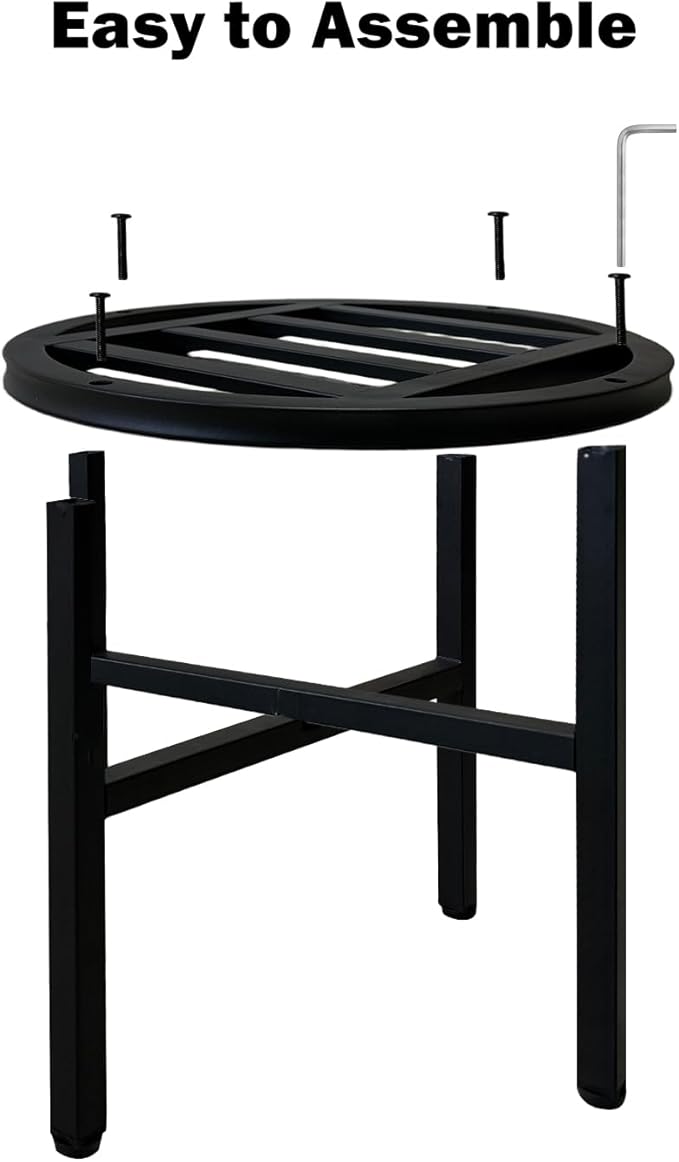 Hongsane Plant Stand Indoor Outdoor,13 Inch Round Metal Plant Stands Riser,Heavy Duty Wrought Iron Pedestal Holders for Large Flower Pot,Outside Rust-Proof Black Flower Display Shelf for Patio,2-Pack