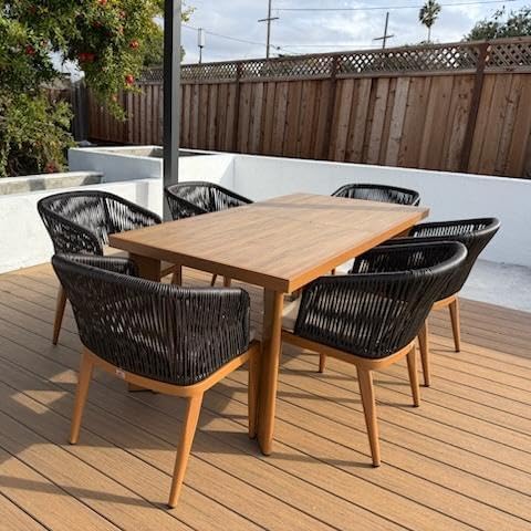 PURPLE LEAF 2 Pieces Outdoor Dining Chair All-Weather Wicker Aluminum Frame Patio Dining Chair for Lawn Garden Backyard Deck with Cushion, Deep Teak Armchair