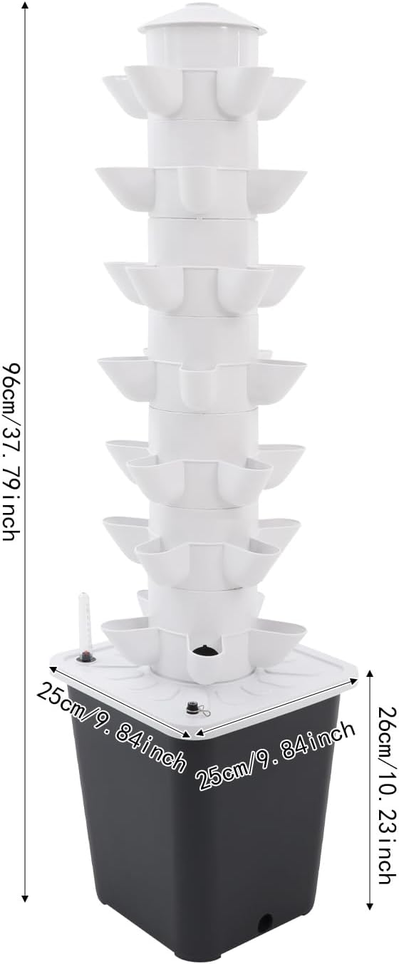 Hydroponic Growing System, 7-Tier 35-Plant Vegetable Planter Tower Outdoor Indoor Garden Vertical Planter Germination Kit with Water Pump & Intelligent Water Circulation for Gardening Lover