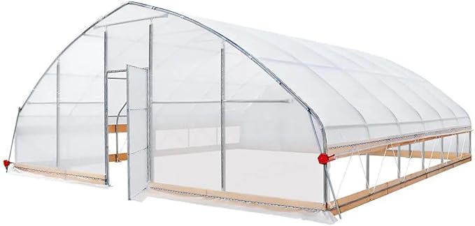 25x25ft Freestanding Tunnel Greenhouse, 6mil Clear EVA Film Cover, Reinforced Galvanized Construction, Crank-Up Ventilation, 625sq ft Growing Space
