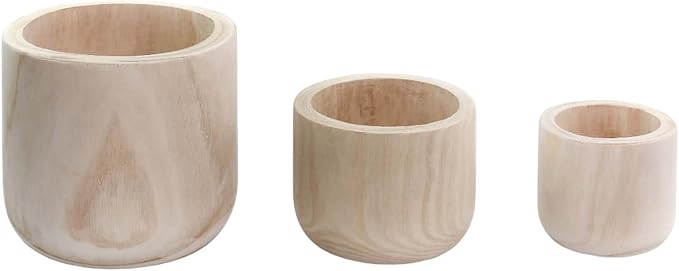 CYS EXCEL 11'' Natural Cylinder Planter Lightweight Natural Wood Cachepot for Indoor Plants, Succulents, Herbs, Home & Office Decor
