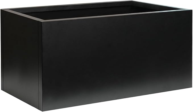 GZGNEEVL Galvanized Steel Metal Rectangular Planter Black Indoor Planter Box Steel Large Outdoor Planters 31.5" L x 16" W x 16" H Commercial Residential for Patio, Yard, Garden