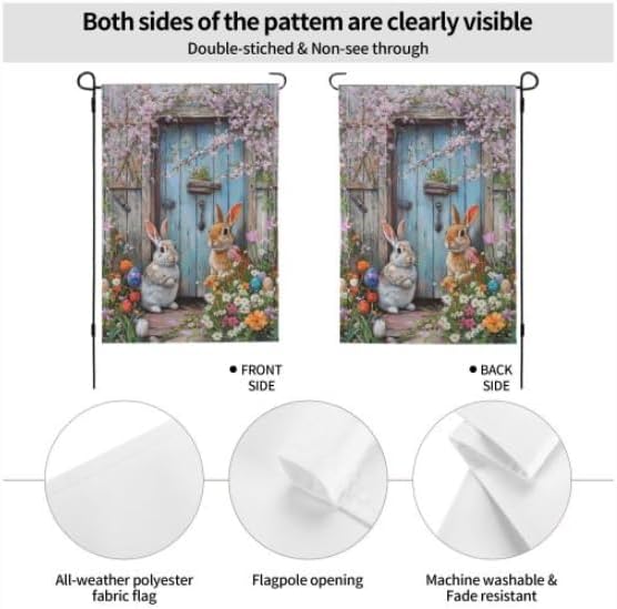 Easter Garden Flag 12x18 Inch Double Sided All-Weather Polyester Outdoor Flag For Patio Lawn Yard And Garden Welcome Decor