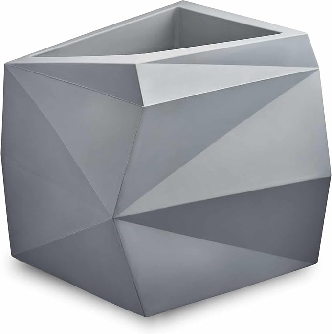 Crescent Garden Large Modern, Geometric Indoor/Outdoor Unique, Origami Tall 26'' Tall Planter (Ash)
