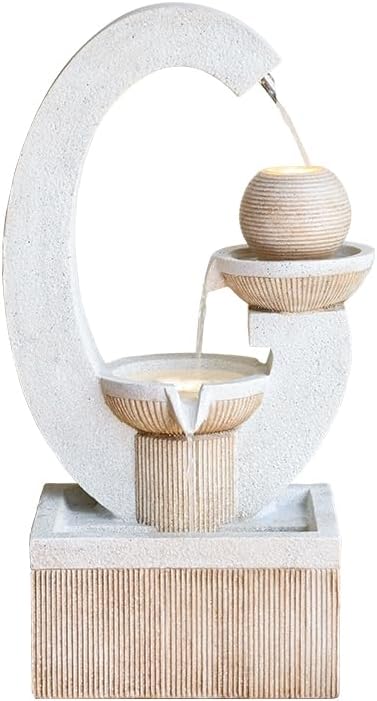 31'' H Outdoor Garden Fountains with Led Light Contemporary Design, Perfect for Garden, courtyards, Landscaping, Patio, Balconies, and lawns