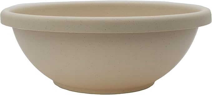 The HC Companies Shallow Planter with Drainage - Contemporary Garden Bowl Planter for Flowers, Herbs & More - Round Succulent Planter Pot for Indoors and Outdoors (13" Cottage Stone, Pack of 1)