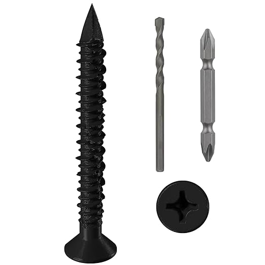 WenSilon(30 PCS) 1/4" x2-1/4 Black Concrete Screw Anchor Black Flat Head for Anchoring to Masonry, Block or Brick Stucco