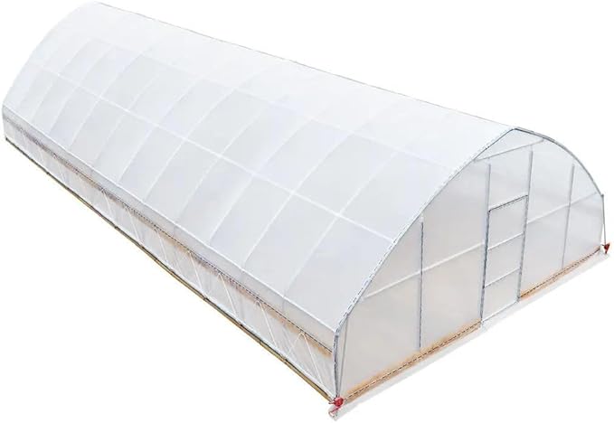 25x50ft Large Tunnel Greenhouse, 6mil Crystal Clear EVA Film, Non-Rusting Steel Frame, Hand-Operated Roll-Up Sides, Apex Roof