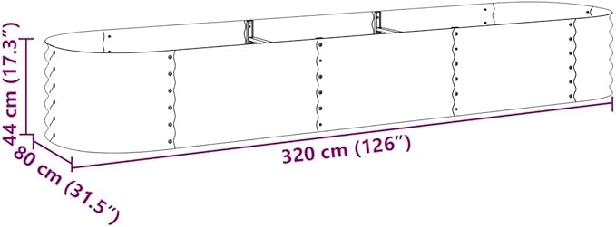 Zateety 10.5ft x 2.6ft Large Metal Raised Garden Bed, Anthracite Grey Galvanized Steel Planter Box, Outdoor Square Gardening Bed for Vegetables, Flowers & Herb Garden (17.3" Deep)