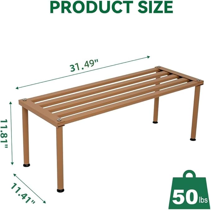 MultirackX Metal Plant Stand, Rust-proof Aluminum Display Rack, Plants Display Stands Decoration Racks for Living Room Garden Balcony Patio (Wood Color, 31.5Inch Tall Leg)
