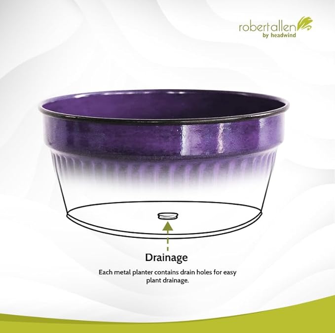 Headwind Glazed Ironstone Boutique Collection Cascade Bowl Plant Pot – Plum Color 8 Inch Pot for Indoor Plants - Planters for Indoor Plants - Ideal Succulent Planters by Robert Allen
