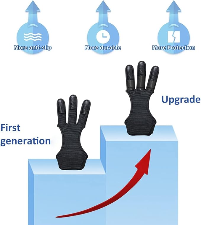 Seektop Archery Gloves Shooting Hunting Leather Three Finger Protector for Youth Adult Beginner