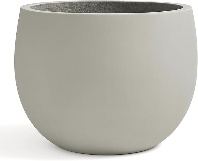 Heyzier Ball Concrete Planter Outdoor Indoor, Large Tall Cement Plant Pots for Trees Flowers (Gray, 18 inch)