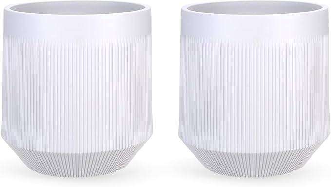 Yaghpy Plant Pots，Set of 2 Plastic Large Pots for Indoor Plants,Flower Pots Outdoor Planters with Drainage Hole and Seamless Saucer,(White 12Inches)