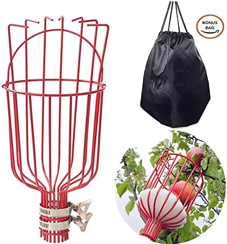 Fruit Picker Tool, Fruit Picker Pole with Basket Height Adjustable - 8FT Mango Lemon Orange Apple Picker - Fruits Catcher Tree Picker for Getting Fruits