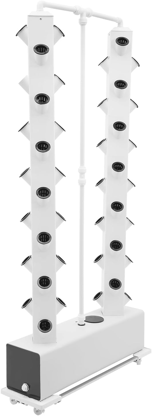 Hydroponics Growing System Kit,56 Pods Vertical Indoor Garden Planter Germination Kit, Indoor Herb Garden with Wheels, Plant Germination Kit for Vegetable Fruit (White 56pods)