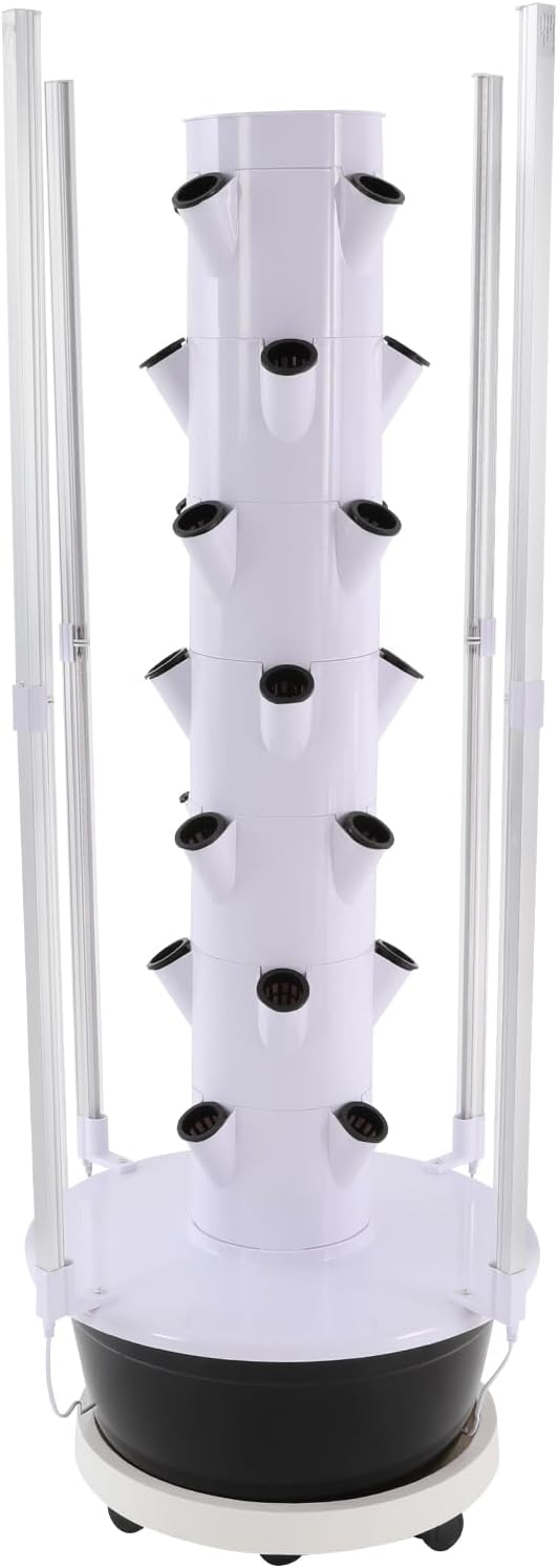 Hydroponic Growing System with LED Grow Lights, 28 Pods 7 Tiers Vertical Hydroponic Tower, Home Hydroponic Garden with Water Pump, Timer, Plants Germination Kit for Herbs, Fruits, Vegetables