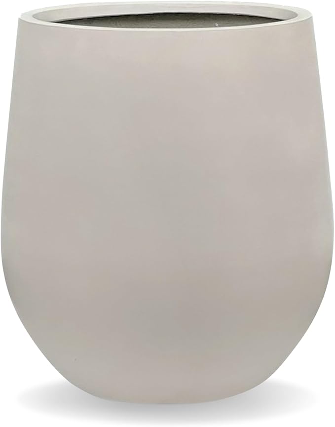 KUTE NEST 21" H x 19" D Corso Fiberstone Round Tapered Planter with Drainage Hole, Smooth Finishes, Weather Resistant for Indoor and Outdoor Use, Included 2 Extra Coco Mats(Taupe, 15" Pot Opening)
