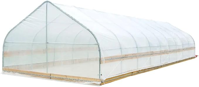 12x40ft Premium Tunnel Greenhouse 6mil Strong EVA Film Galvanized Rustproof Frame Crank-Activated Roll Up Sides Angled Peak Roof