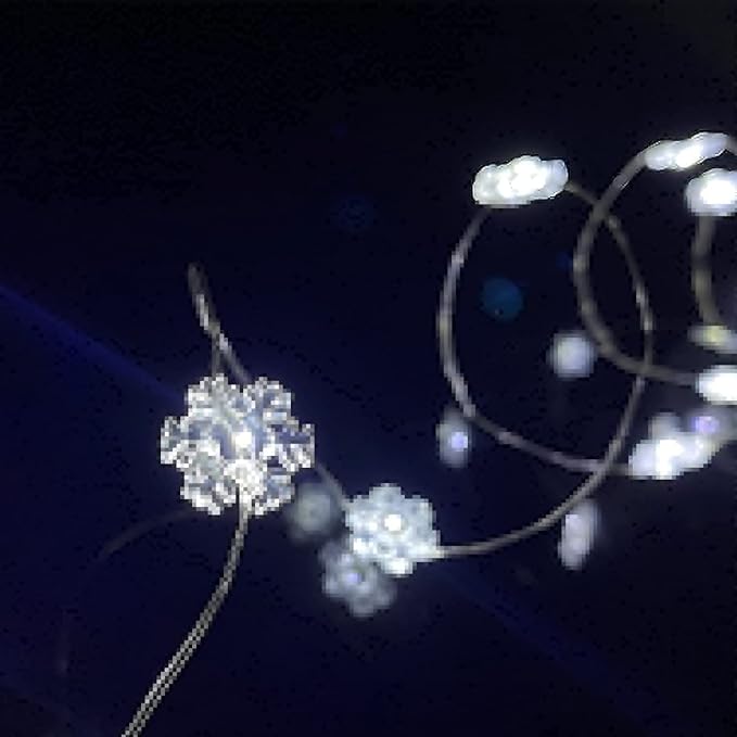 2 Pack Battery Operated Mini Snowflake Led Fairy Lights with Timer 6 Hours on/18 Hours Off for Wedding Party Decoration,30 Count LEDs,10 Feet Silver Wire (Cold White)