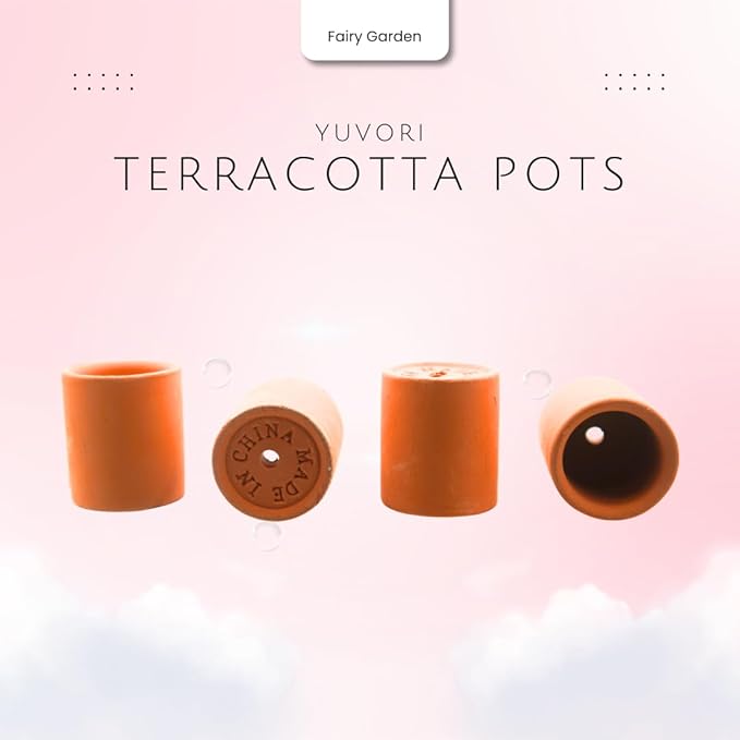 Yuvori Mini Terracotta Pots – Small Clay Flower Pots for Succulents, Cactus, DIY Crafts, Fairy Garden, School Projects, Mini Planters – Set of 20 (Rimless Cylinder, 1.2 Inch)