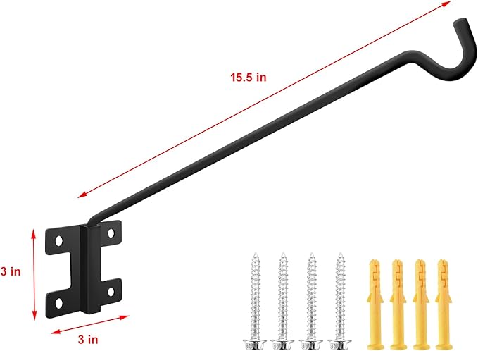 JiaheRuitai Deck Hook Rail Wall Mounted, Extension Reach Wall Bracket,Hook for Hanging Plants, Wind Chimes,Bird Feeders,Outdoor Lights (1)