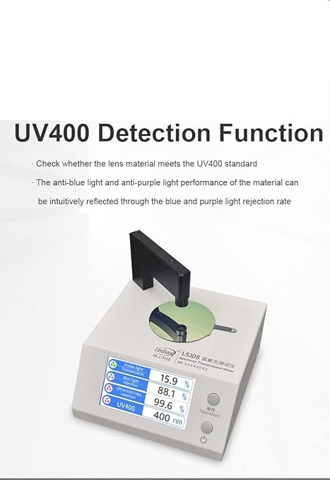 LS108 Spectrum Transmission Meter Test UV400 VLT Blue and Violet Light for Computer Lens and Anti-Blue Light Glasses