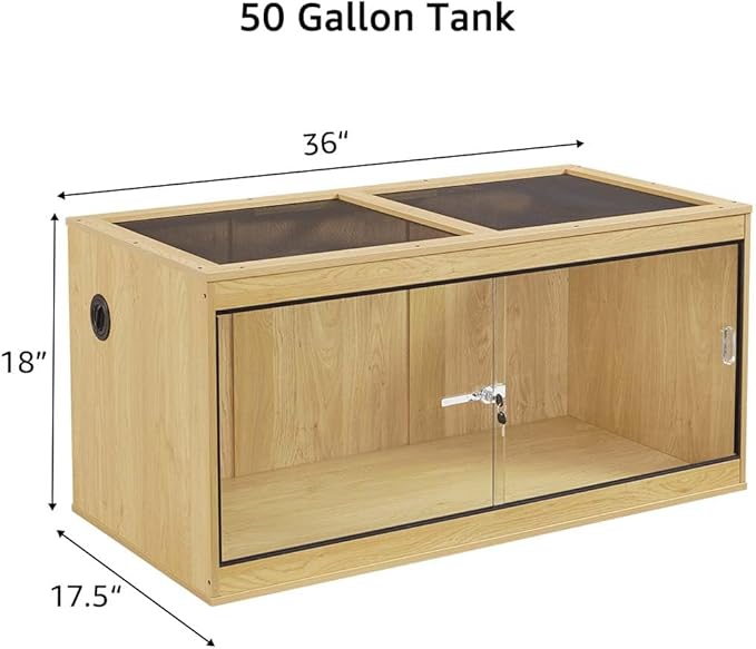 unipaws 50 Gallon Reptile Tank, Front Opening Reptile Enclosure with Sliding Doors and Cable Port, Top Ventilation Cage for Lizards, Nature