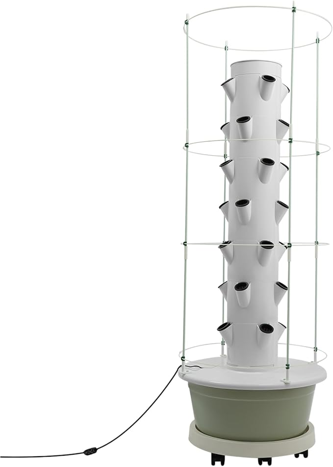Hydroponics Growing System, 28-Plants Indoor Hydroponic Tower with Pump System, Timer, Climbing Trellis, Vertical Garden Planter with Wheels, Hydroponic Germination Kit for Gardening Lover
