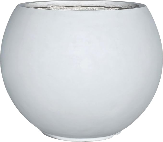 Panlaolao 17 H x 21" Dia (15" Pot Opening) Round Fiberstone Planter with Drainage Hole, White, Indoor/Outdoor Large Plant Pot for Home Patio Garden, Ideal for Large Plants