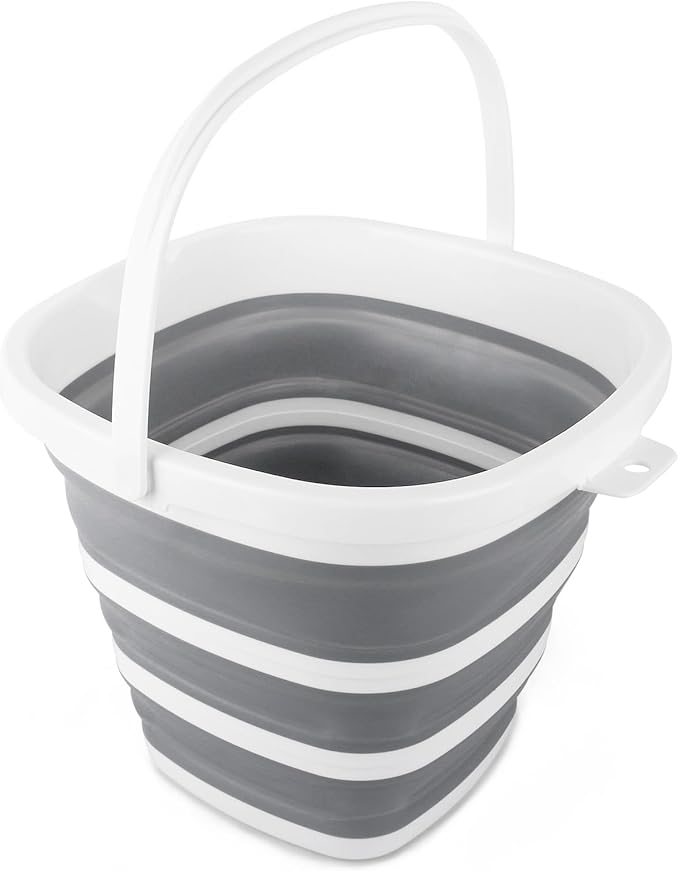 10L Collapsible Bucket for Cleaning, Portable Ice Bucket Water Pail for Space Saving, Foldable Sand Buckets with Handles for House Bathroom, Plastic Tub Sink Camping Wash Basin RV Essentials