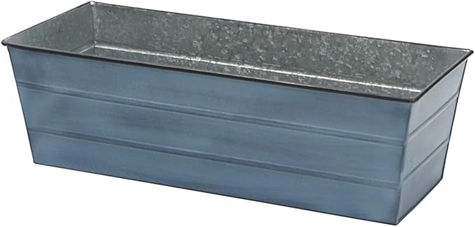 ACHLA Designs Galvanized Steel Flower Box Planter, Nantucket Blue, Medium