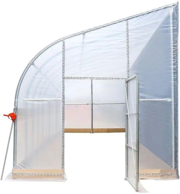 10x40ft Detachable Lean-to Greenhouse 6mil Pure EVA Transparency Cover Anti-Rust Galvanized Steel Frame Easy-Lift Crank Side 6ft Sidewall Full-Spectrum Sunlight Diffusion