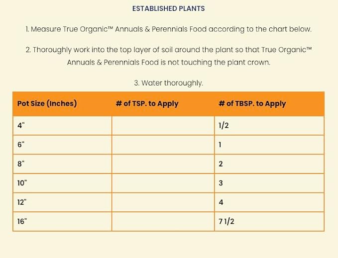 True Organic Annuals & Perennials Food – Organic Fertilizer for Stunning Blooms and Robust Foliage – 4lb Bag Covers 70 Sq. Ft.- Case of 6