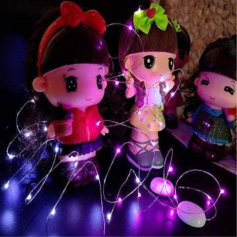 Everfit Lighting 2 Pack Battery Operated Mini Led Lights,Indoor Fairy Lights with Timer 6 Hours on/18 Hours Off for Christmas Party Decorations,30 Count LEDs,10 Feet Silver Wire (Purple Color)
