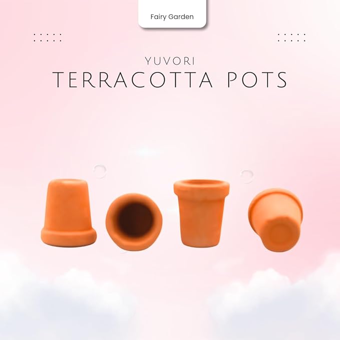 Yuvori Mini Terracotta Pots – Small Clay Flower Pots for Succulents, Cactus, DIY Crafts, Fairy Garden, School Projects, Mini Planters – Set of 30 (Straight Cylinder, 0.6 Inch)