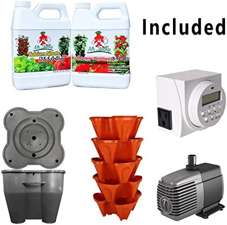 Mr. Stacky Smart Farm - Automatic Self Watering Garden - Grow Fresh Healthy Food Virtually Anywhere Year Round - Soil or Hydroponic Vertical Tower Gardening System (Standard Kit, Terracotta)