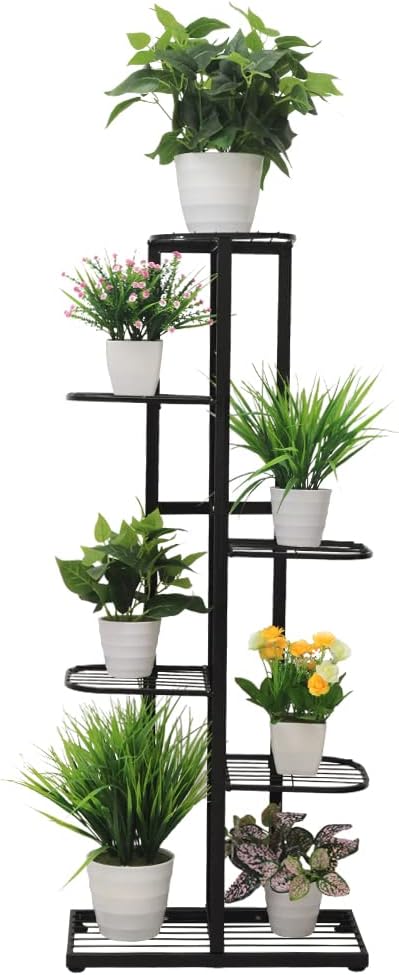 Cre Cra Tall Metal Plant Stand Indoor Outdoor 6 Tier Flower Pot Plant Stand Multi Tier Plant Holder Shelf Display Rack for Garden Patio Balcony